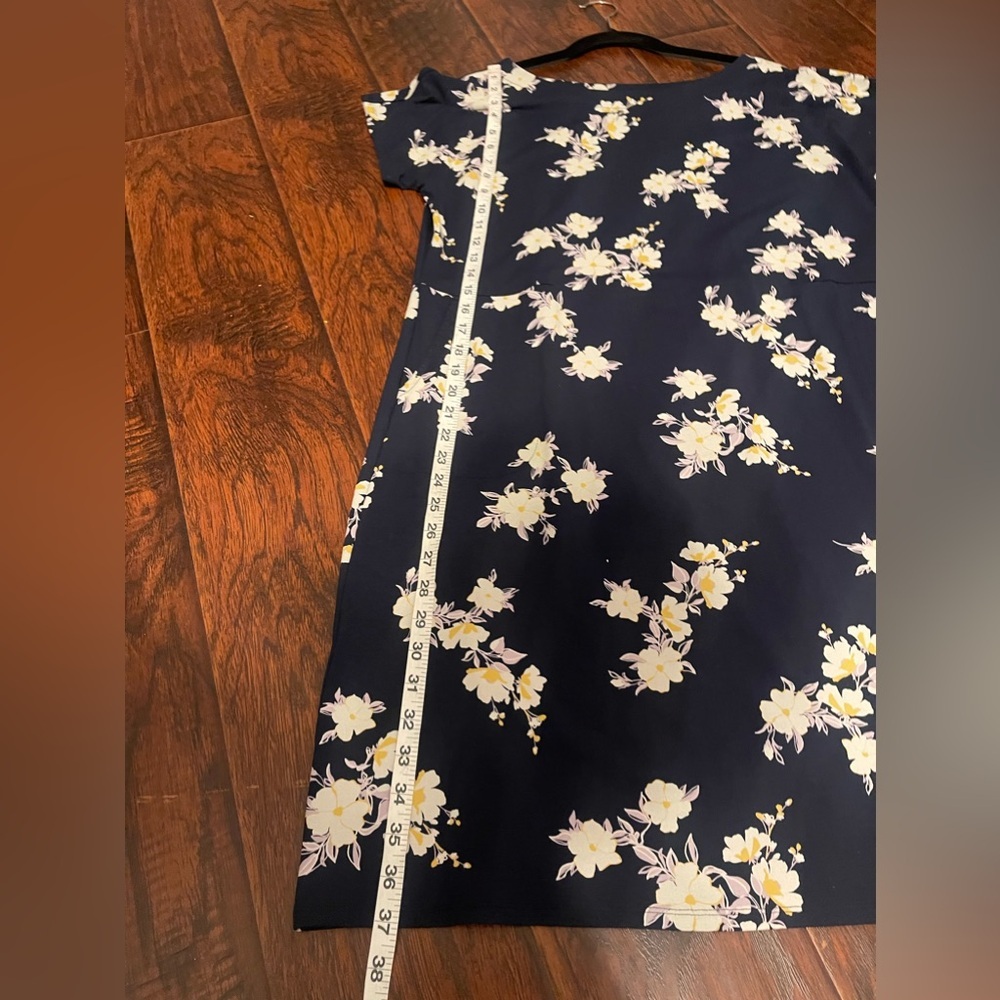 J Jill Navy Floral Dress with pockets Large - Picture 7 of 10
